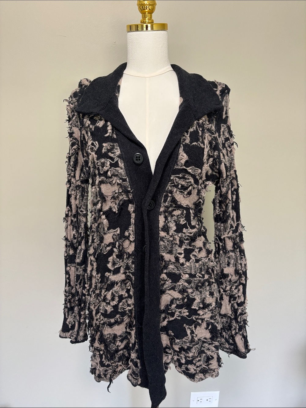 NIC+ZOE Black and Taupe Textured Button Front Cardigan